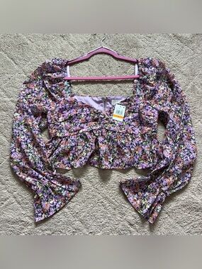 NWT ASTR The Label Luann Top Floral Cropped Cottage Fairy Whimsical Preppy Sz‎ S